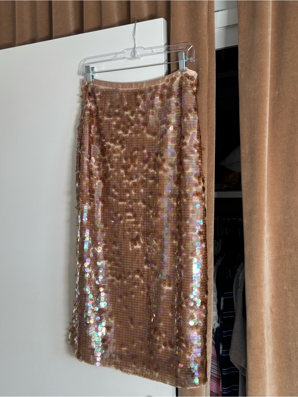 LoveShackFancy Miller Sequin Skirt in Tawny